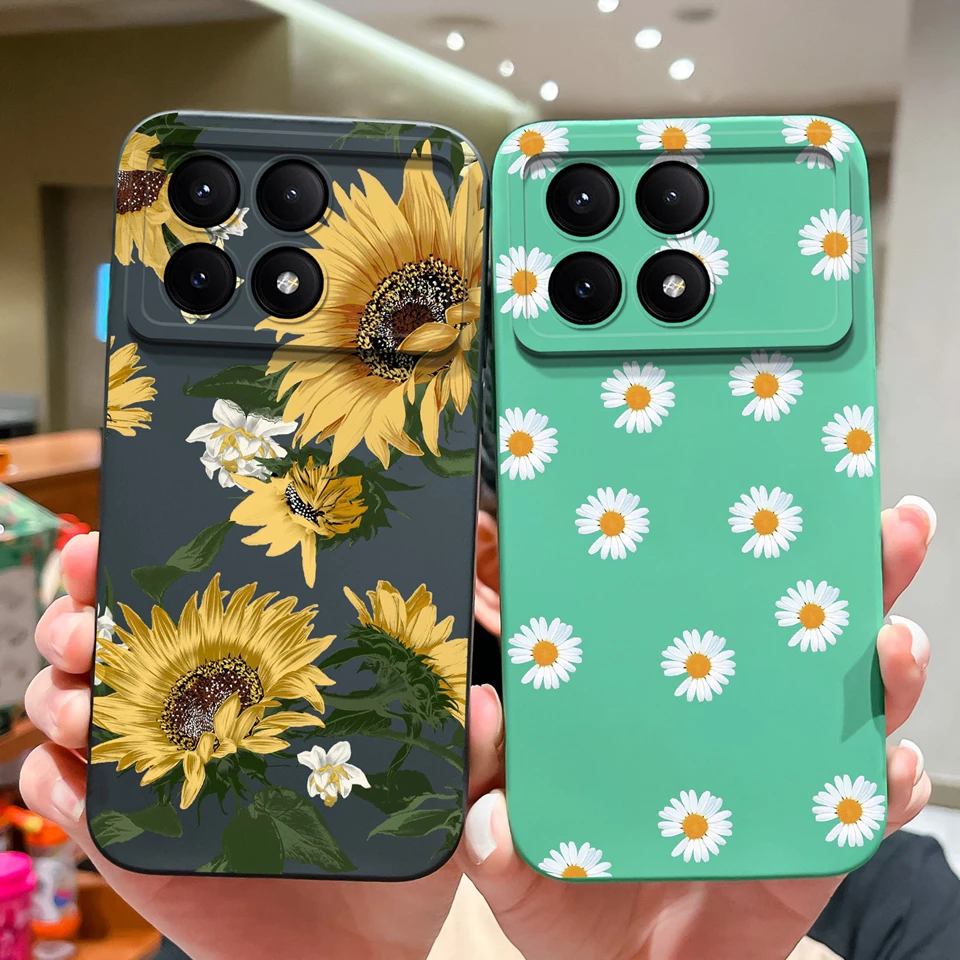 For Xiaomi Redmi K70 K70E K70 Pro Poco X6 Pro Cases Beautiful Flower Liquid Cover For Xiaomi K70 K70E K 70Pro PocoX6Pro Coque