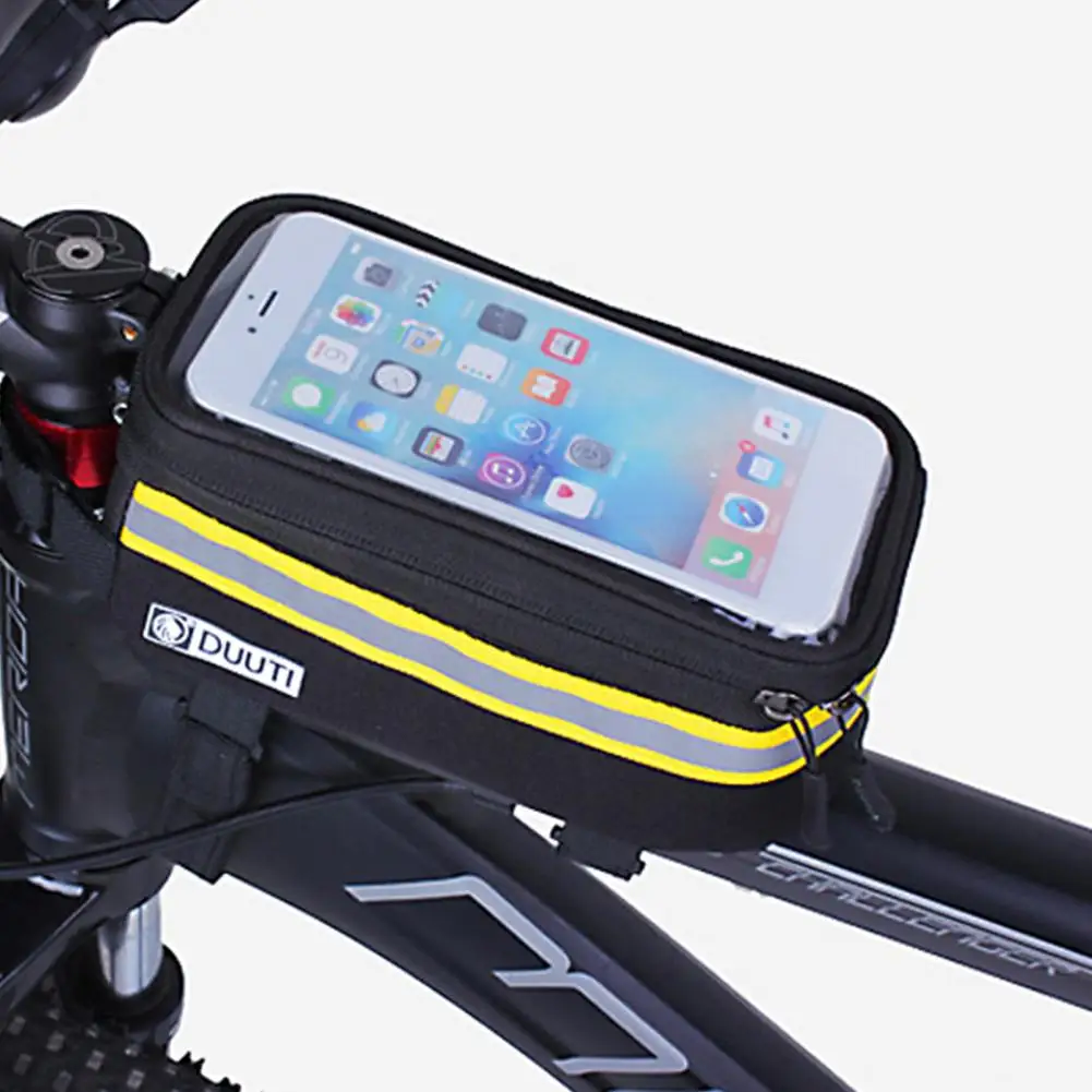 Top Tube Bag Reusable Bike Frame Pouch Nylon Lightweight  Delicate Fastener Tape Fixed Front Frame Bag