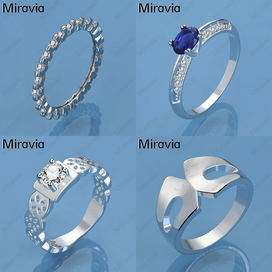 

Miravia 925 Sterling Silver Blue Zircon Ring European And American Fashion Women'S Anniversary Gift Jewelry