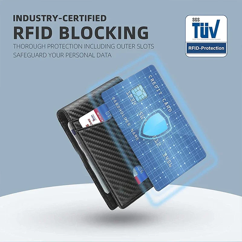 Rfid Airtag Geldbörsen Kohlefaser Kreditkarteninhaber Bifold Geldbeutel Ausweis Bank Karteninhaber Slim Air Tag Geldbörse für Männer Carteiras – Detail 12