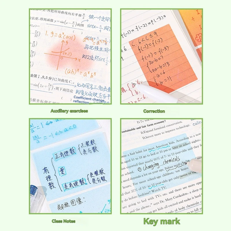 1PC Convenience Stickers Stationery Transparent Pearl Green Small Squares No Marks Quick Drying no Marks Sticky Notes High Aesth