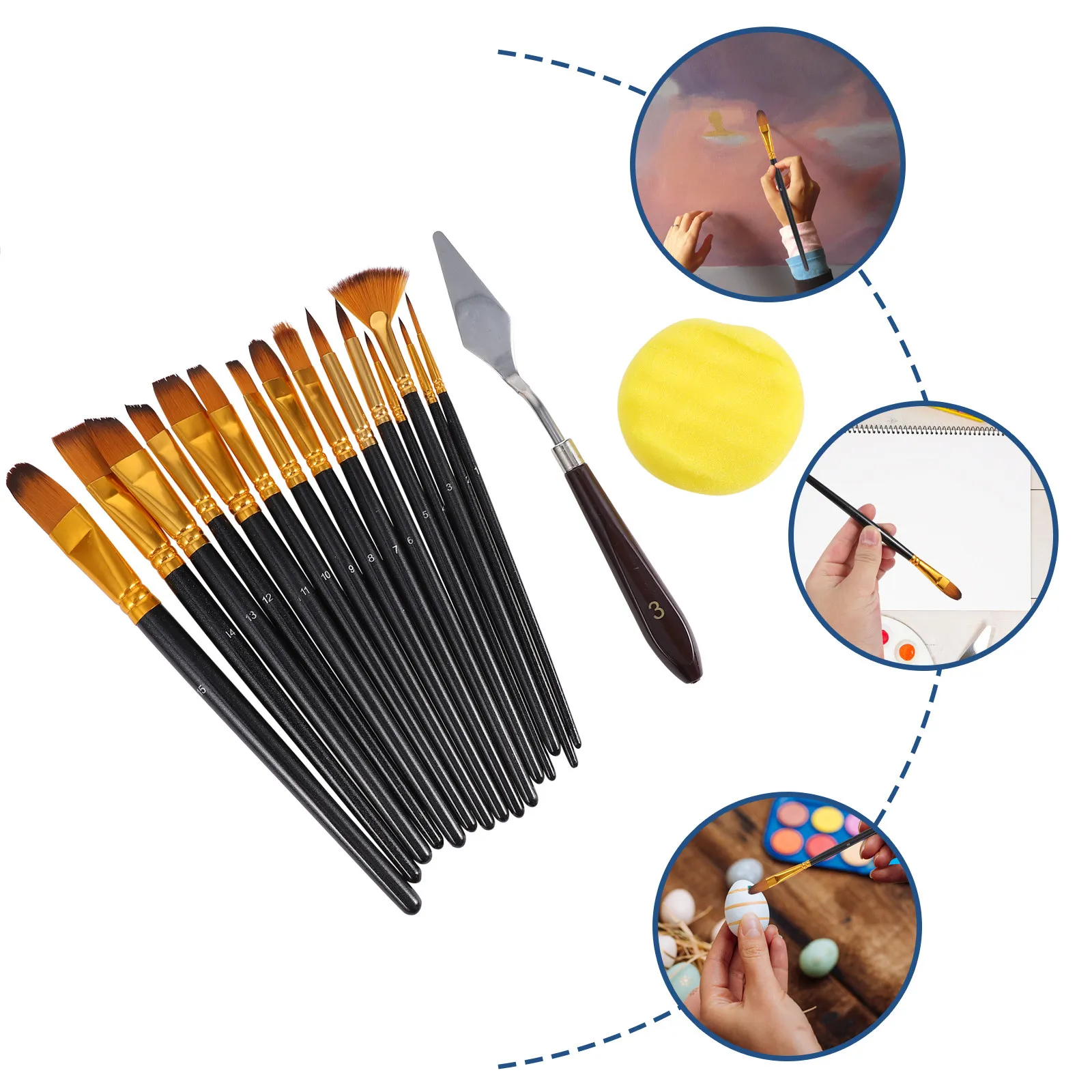 

1Set Oil Painting Brush Set Long Handle Nylon Hair Professional Watercolor Acrylic Drawing Brushes Child Beginners Artists Gift