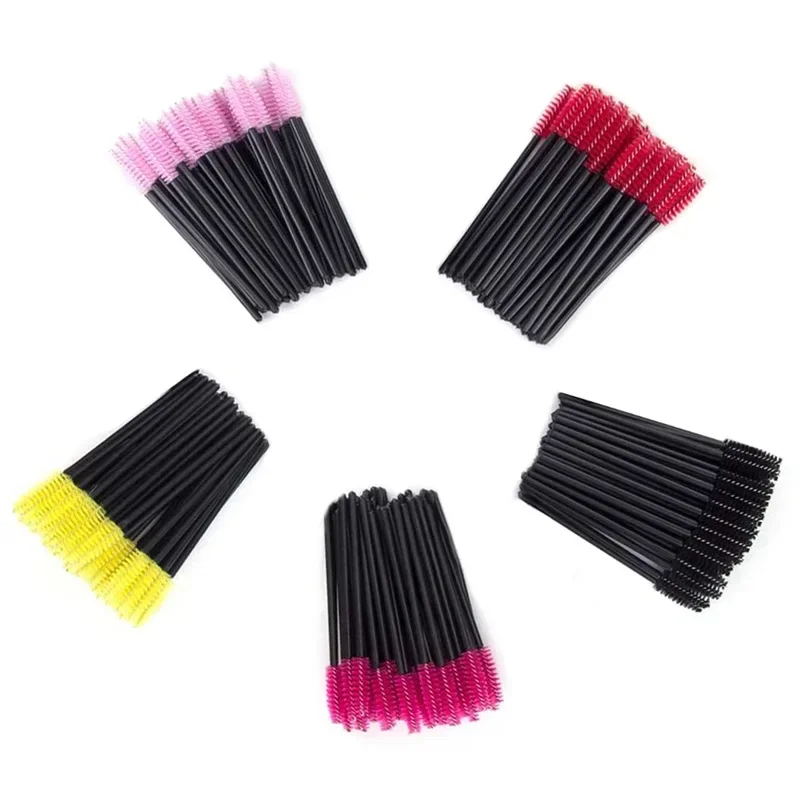 50 stücke Einweg Make-Up Pinsel Wimpern & Augenbrauen Nylon Pinsel Mascara Zauberstab Applikator Kosmetische Wimpern Verlängerung Werkzeuge Schönheit