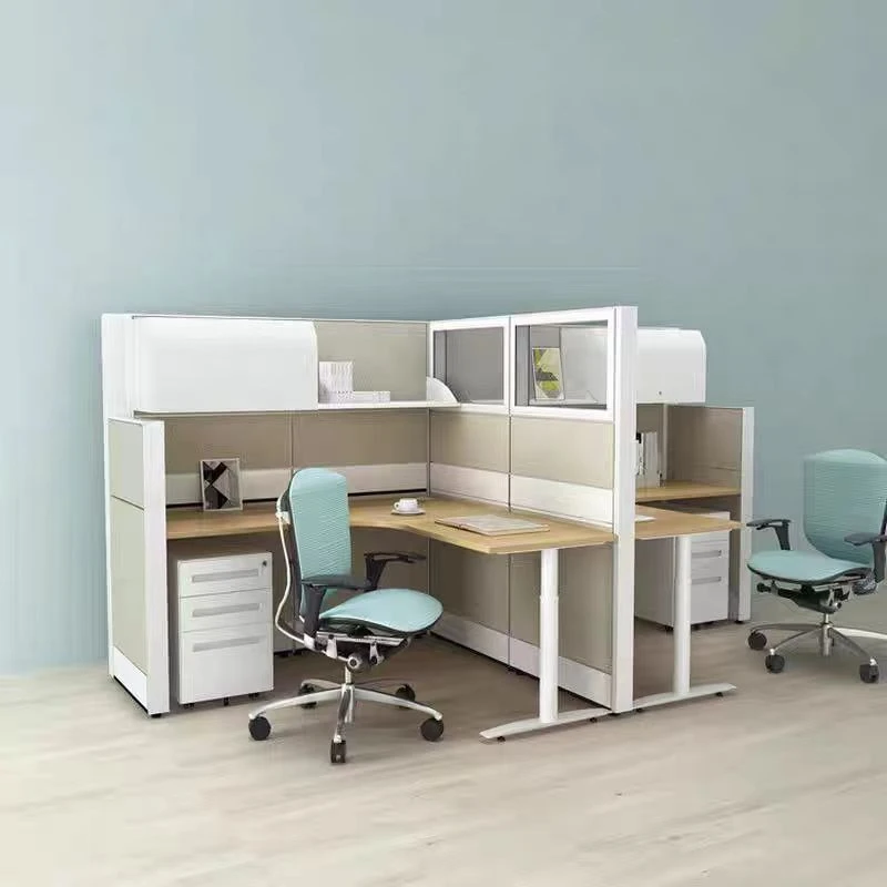 Simple multi-person staff seat office lobby single desk with screen