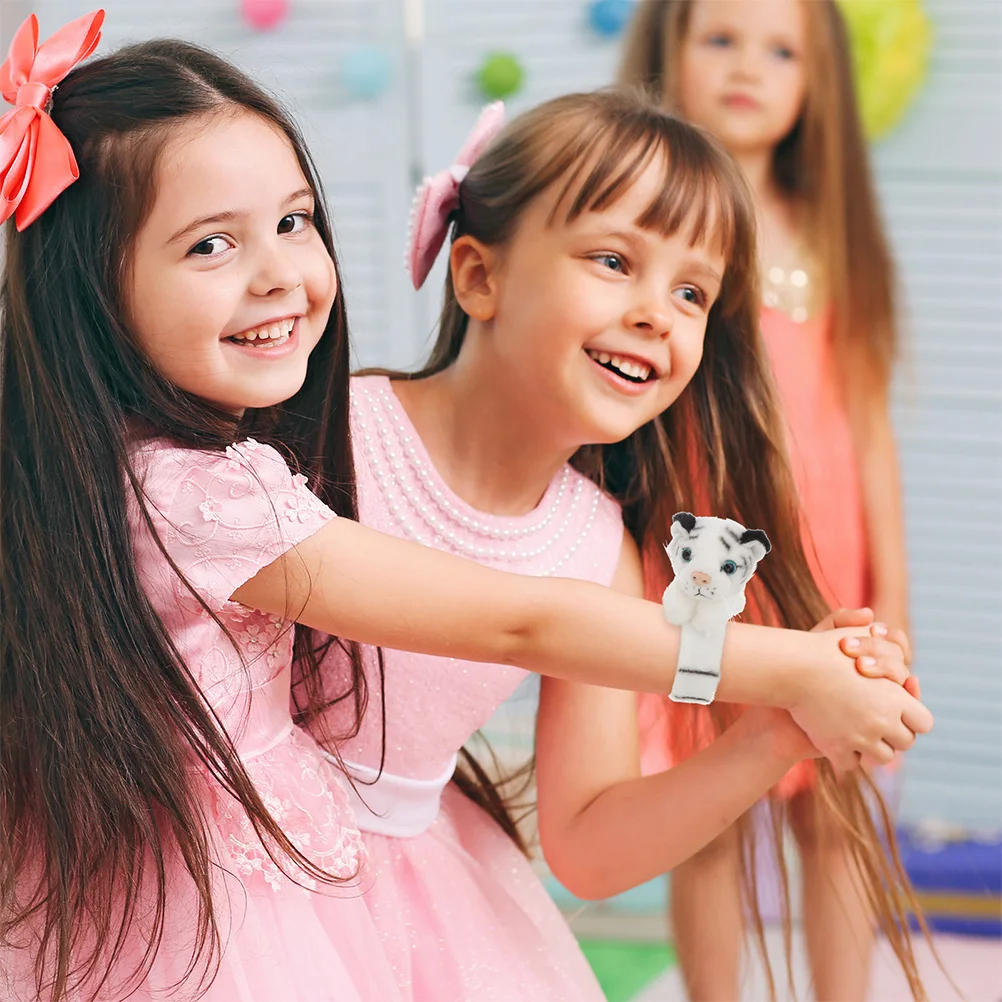 

2Pcs Tiger Stuffed Animals Slap Bracelet Long Time Wear Comfortable Party Bracelets Childrens Toy Gift