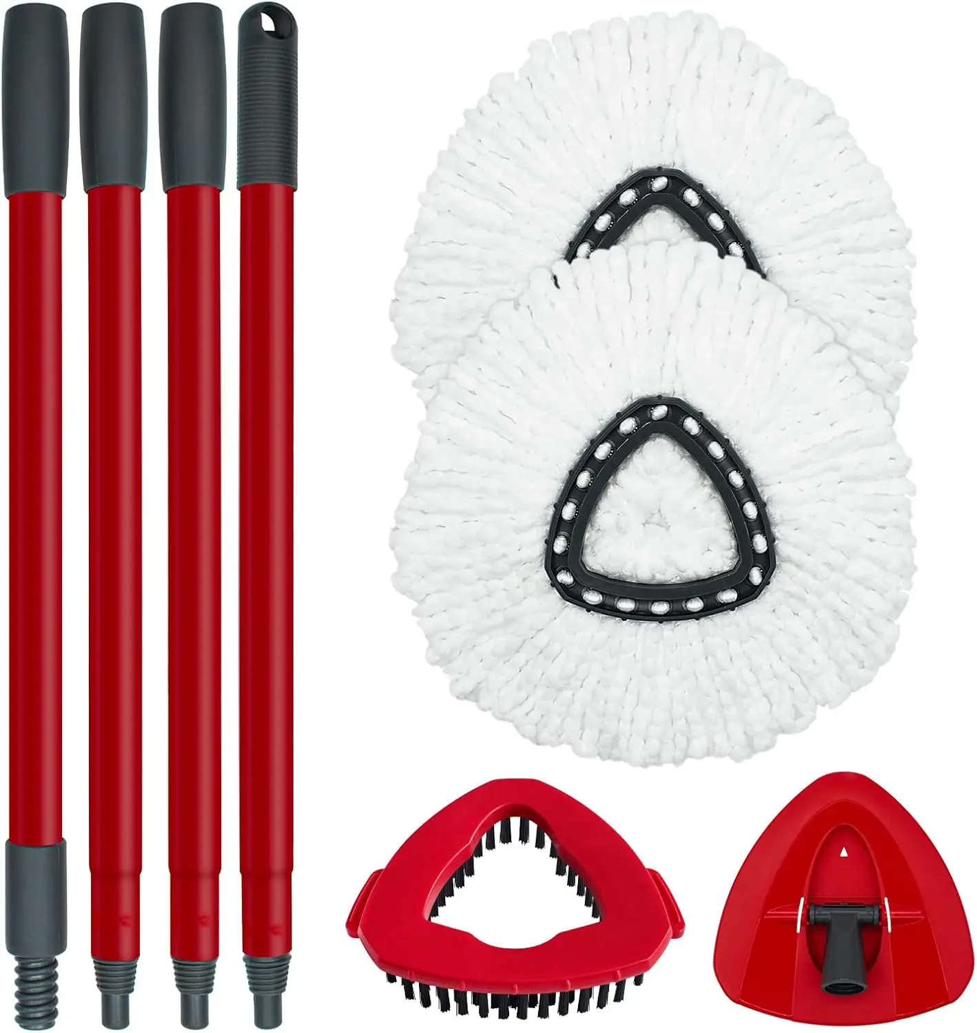 

Spin Mop Replacement Heads, Handle, and Base for 1-Tank System with 2 Microfiber Refills and Scrubber