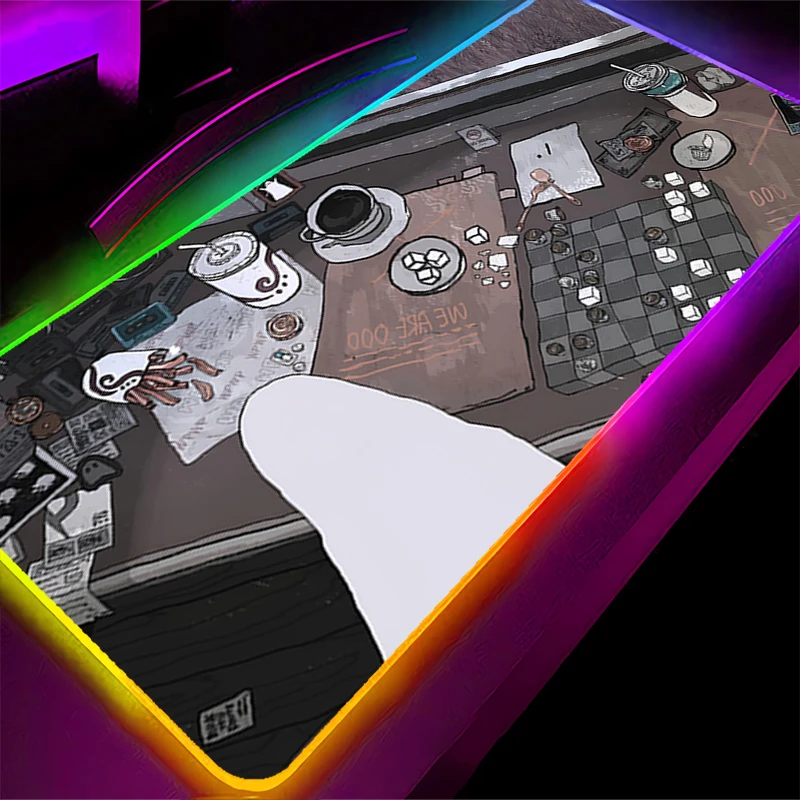 

RGB светодиодный коврик для мыши, компьютерный геймер, аксессуары для ПК, мультяшный коврик для мыши, резиновый удлиненный коврик, нескользящий настольный коврик, коврик для клавиатуры с призраком для ноутбука