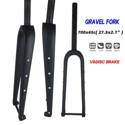 Carbon Fork  Carbon Road Bicycle Fork  28.6mm Disc Brake Bike for 700C Thru Axle 12X100mm V Brake Hard Gravel Bike Fork