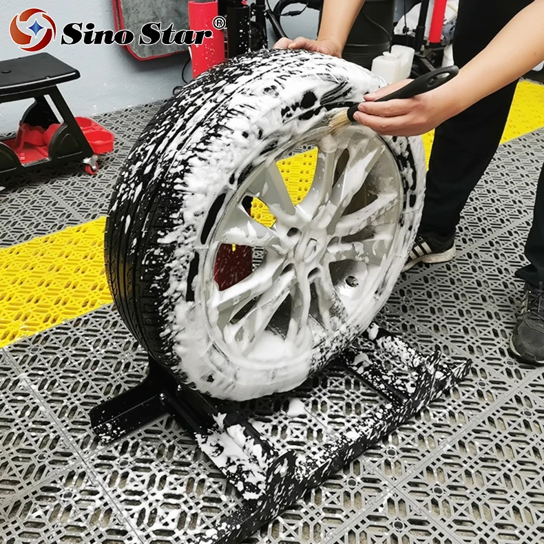 Car Detailing Rolling Wheel Stand 360° Tire & Wheel Detailing System Automotive Cleaning Equipment Rim&Tire Cleaner Stand