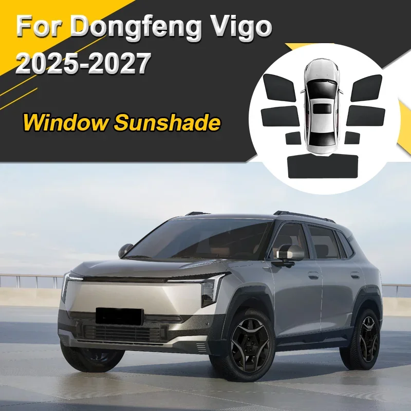 Pare-soleil de voiture pour Dongfeng Vigo Evolute i-JOY 2025-2027 Nammi 06 – Pare-soleil isolant thermique en maille pour vitres – Accessoires automobiles