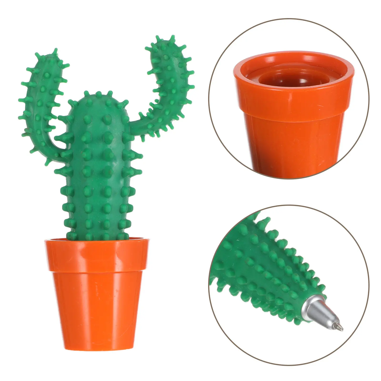 

3Pcs Cactus Ballpoint Pens Green Potted Bonsai Shape Decorative Novelty Gel Ink Writing Pen Set for Office School Classroom