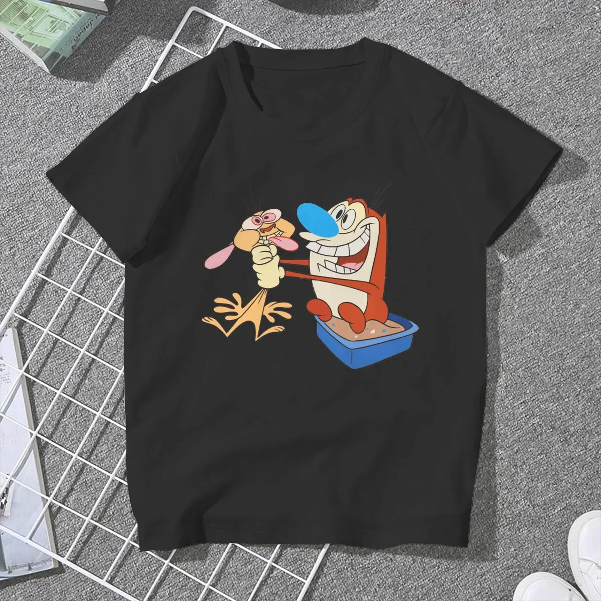 Game Ren And Stimpy Funny T Shirt Harajuku Alternative Women's Polyester Tshirt O-Neck