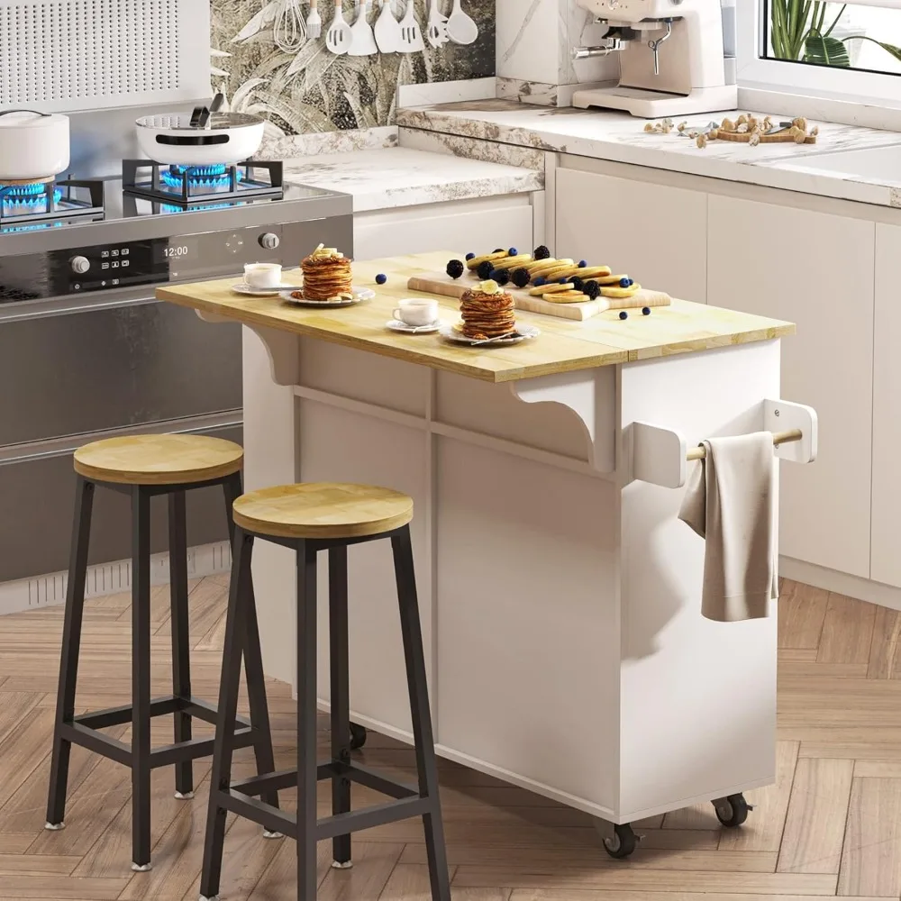 جزيرة المطبخ المتداول مع خزانة تخزين القمامة، درجين، جزيرة المطبخ مع أوراق السقوط، عربات جزر تخزين المطبخ مع 3 #2