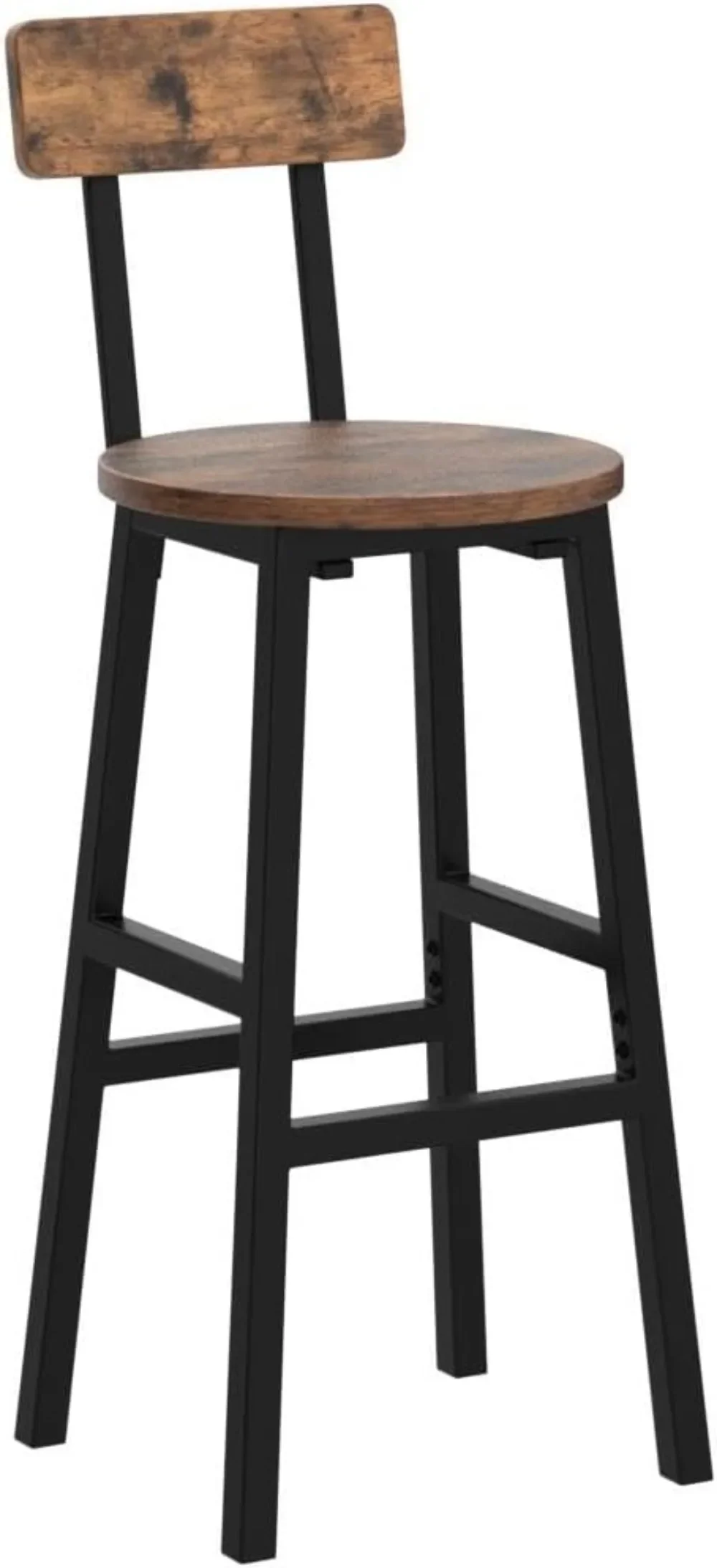 Set Van 2 Ronde Barstoelen, 24.4 Inch Barkrukken Met Rug, Ontbijtbarstoelen Met Voetensteun, Aanrechtbarkrukken