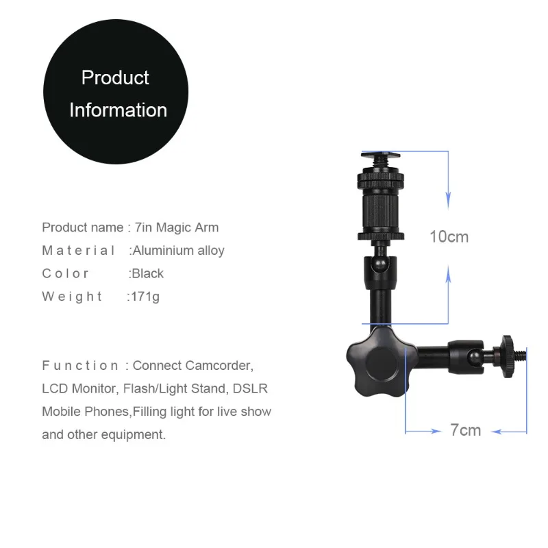 แขนมายากลซูเปอร์แคลมป์7/11นิ้วข้อต่อแขนยืดหยุ่นสำหรับ dslr/ จอแอลซีดี/แฟลช/สปีดไลท์/ขาตั้งไฟ/ขาตั้งกล้อง/แท็บเล็ต