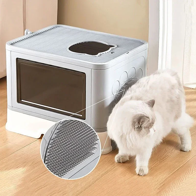 

Fold Bedpan Cat Litter Box Fully Enclosed Cat Toilet Oversized Litter Box for Cats Anti-splash Odor-proof Cat Bedpans Supplies