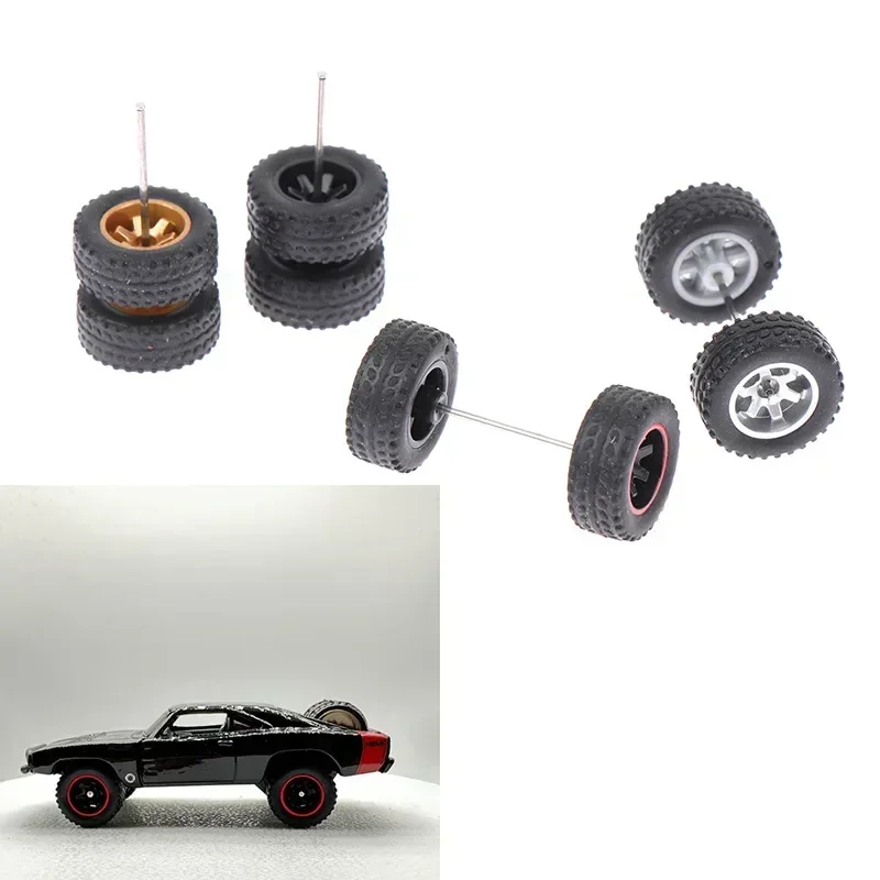 1:64 liga acessórios do carro rodas modelo modificação hub pneus de borracha veículos de corrida carros de brinquedo atualizar pneus traseiros dianteiros originais