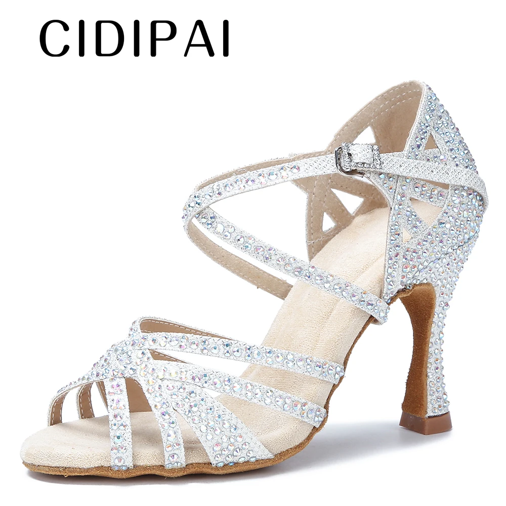 CIDIPAI Latin Dance Shoes Woman Salsa Performance Ballroom Shiny Dance Shoes Indoor Party Shoes Golden Women\'s Wedding Shoes