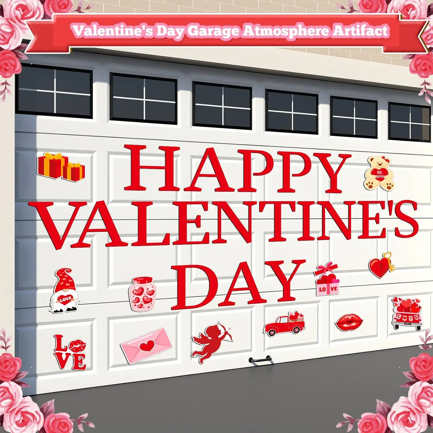 30-Pack Magnetic Valentine's Day Garage Door Decorations 'Happy Valentine's Day' Car Stickers Fridge Magnet Heart Decorations
