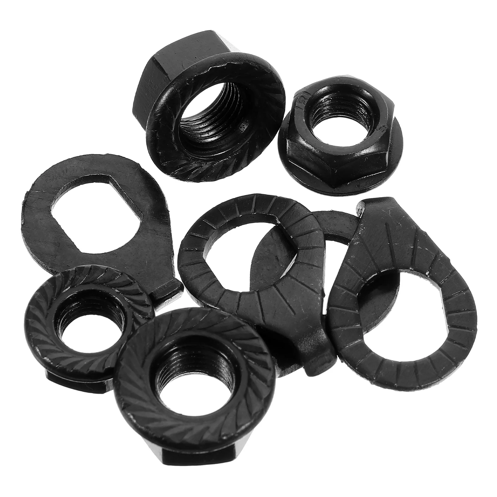 1Set Bike Wheel Axle Nuts Durable Iron Flange Nuts Fixed Safety Fastening Washer Kit for Bicycle Bike Washers Kit