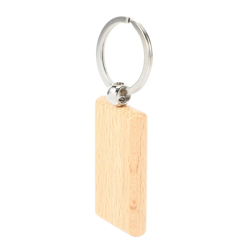 20Pcs Blank Wooden Key Chain Diy Wood Keychains Key Tags Gifts Yellow