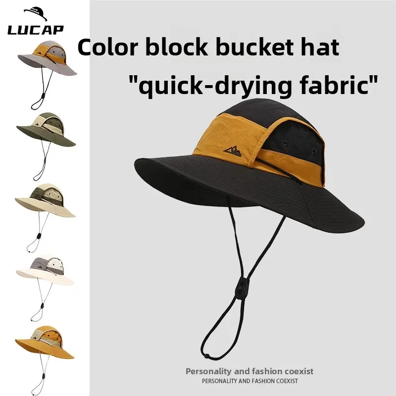 

Quick-drying eaves color matching outdoor sunscreen mountaineering hat waterproof windproof bucket hat men's outdoor camping sun