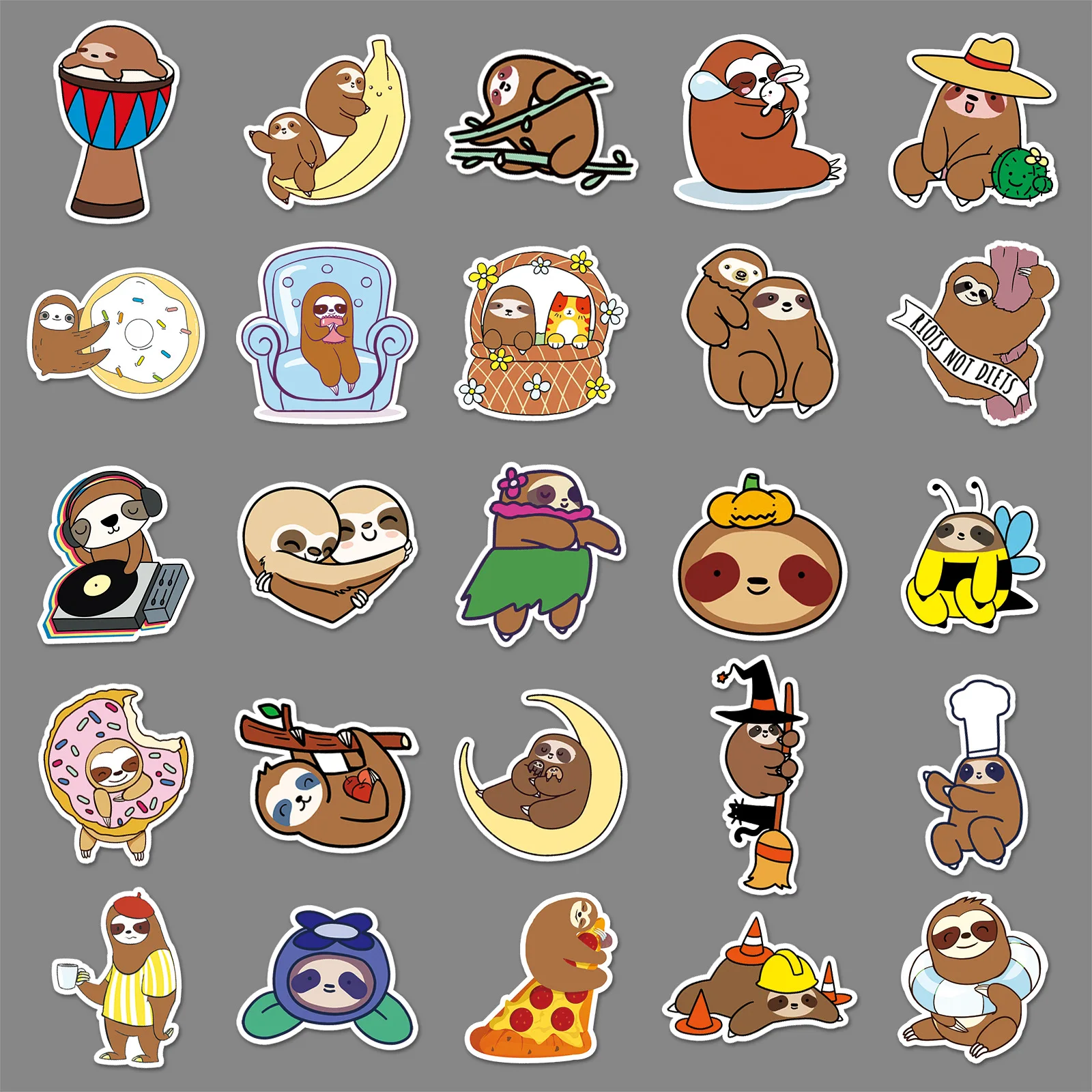 สติกเกอร์ลายการ์ตูนสลอธสุดน่ารัก 10/50 ชิ้น สติกเกอร์กราฟฟิตี้สุดฮา สร้างสรรค์ สำหรับตกแต่งสกู๊ตเตอร์ แก้วน้ำ เคสมือถือ กันน้ำ ของเล่น