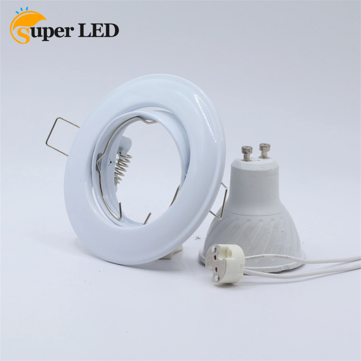 LED bohlam Fitting langit-langit lampu sorot pemasangan bingkai Dia 90mm bulat Gu10 tempat bohlam tersembunyi Led perlengkapan lampu langit-langit