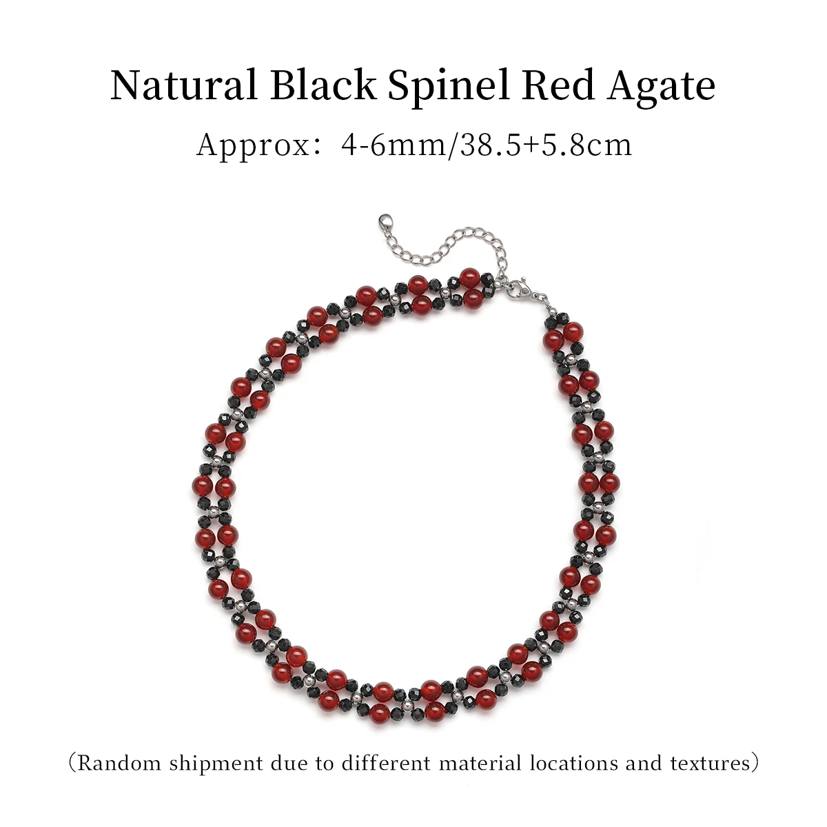 Gothic Black Spinel & Red Onyx Necklace, Halloween Gift