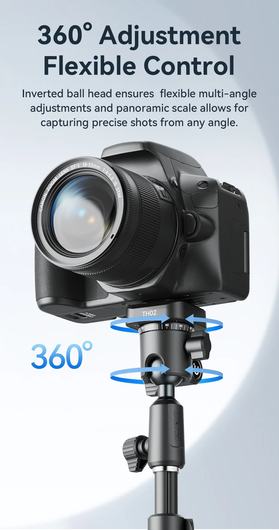 Ulanzi TH02 Uka Inverted Ball Head für Foto-DSLR-Kamera 360° ° Schwenkschale Uka, horizontale, vertikale Schaltung mit Schnellverschluss – Detail 6