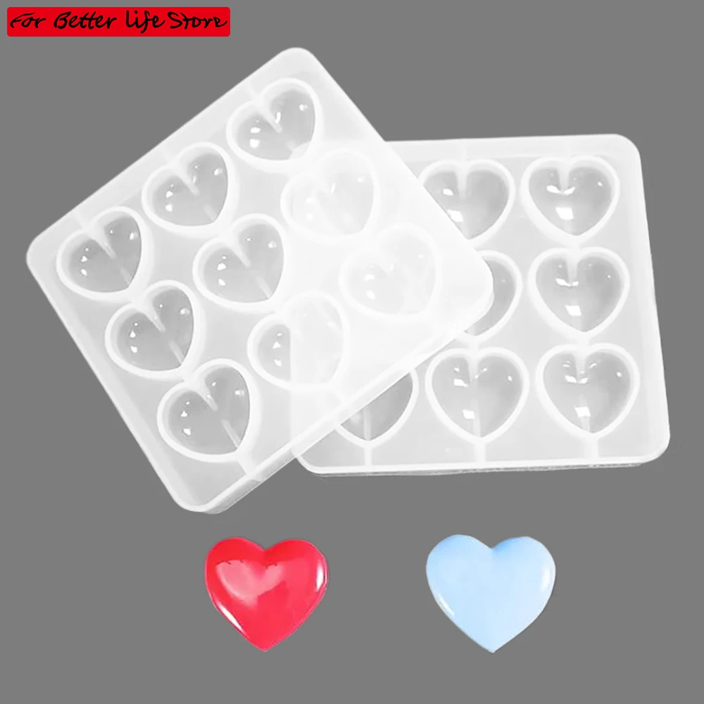 1piece Puffy Heart Silicone Mold (9 Cavity) Kawaii Decoden Cabochon Making Clear Mold UV Resin Epoxy Resin Jewelry Silicone Mold