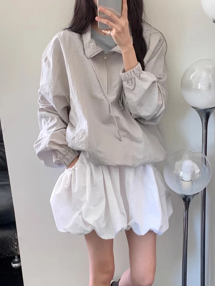 リリアナガールの花柄ブルームハーフスカート女性の夏の新しい甘い多用途痩身白ふわふわショートスカートハイウエストショートドレス