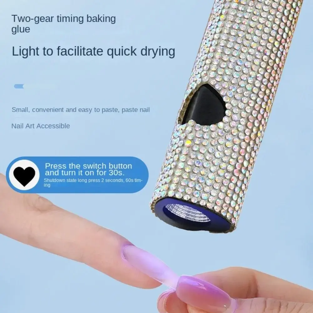 Luxe USB Nageldroger Machine Sneldrogend Glanzende UV LED Nagellamp 30/60s Timer Enkele Vinger Mini Zaklamp Pen Verlenging Nagel