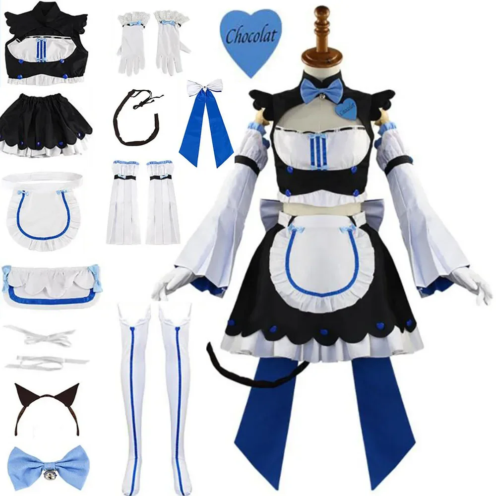 

Game NEKOPARA Cosplay Costumes Vanilla Cosplay Costume Maid Outfit Clothes Suits Women Black Dresses Full Set Halloween Carnival