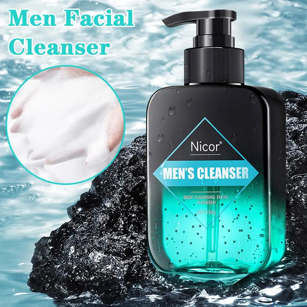 Limpador facial de aminoácidos para homens, limpeza de poros, controle de óleo, cosméticos suaves, hidratantes, remova a cabeça preta, d9x6