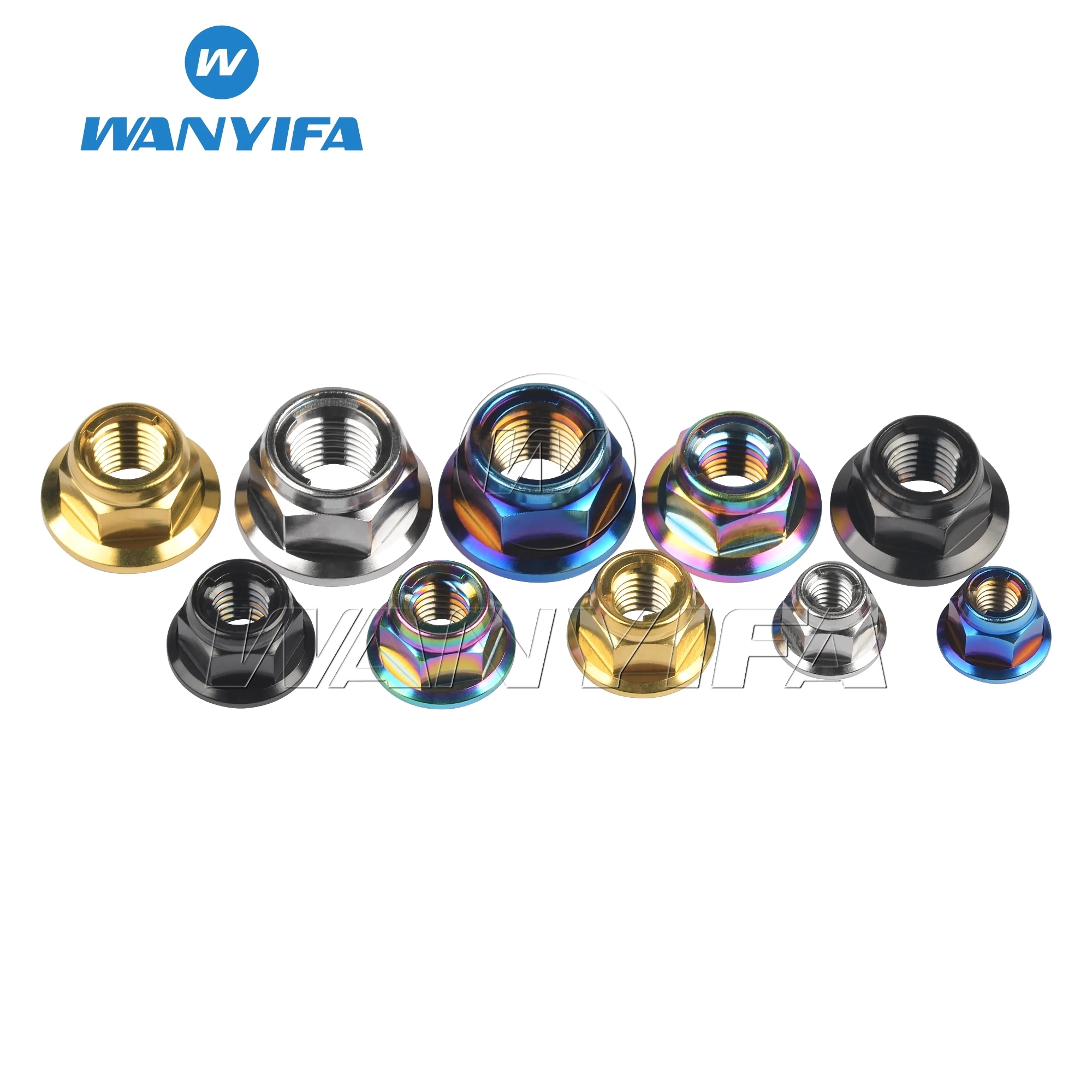 Wanyifa Titanium Nut M6/M8/M10/M12 Lock Nut Locking Flange for Bicycle Motorcycle