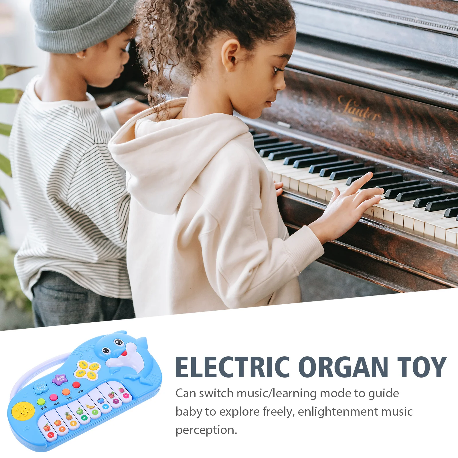

Electronic Early Education Piano Dolphin Musical Keyboard Kids Bright Colors Educational Instrument Plaything for Brain