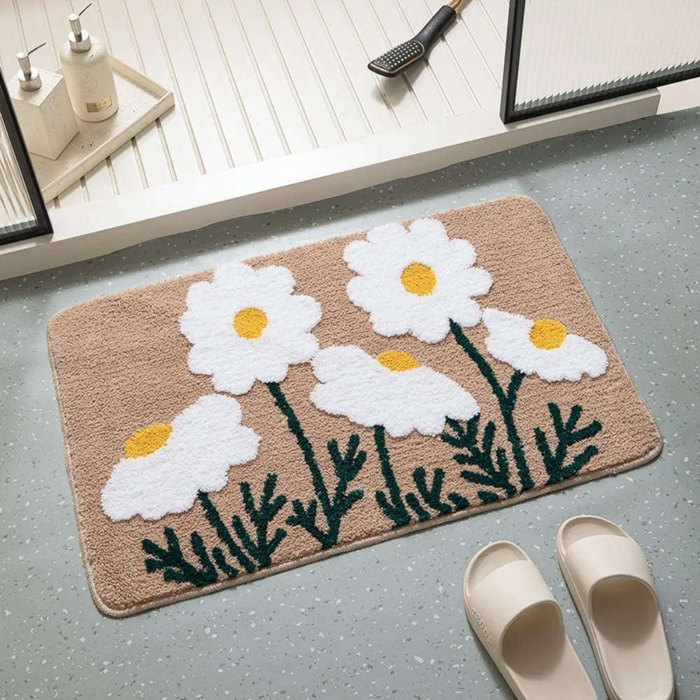 

Extra Thick Bathroom Absorbent Mat Anti-Slip Design Absorbent Material Flocking Carpet Machine washable Soft Touch Floor Mat
