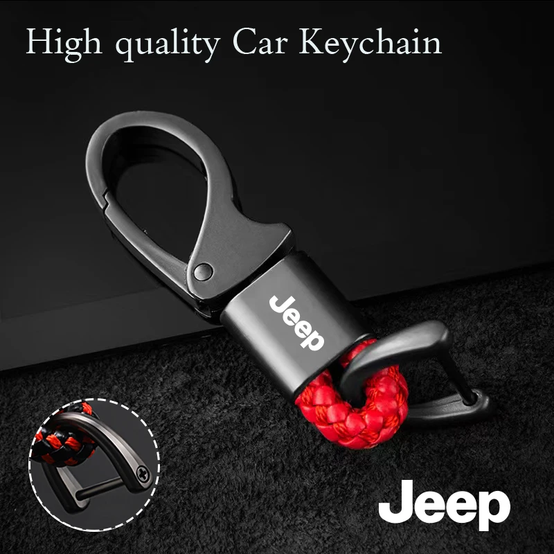 Zinc Alloy Braided Rope Keychain Car Key Ring Accessories For Jeep Grand Cherokee Wrangler JK Gladiator Compass Renegade Patriot