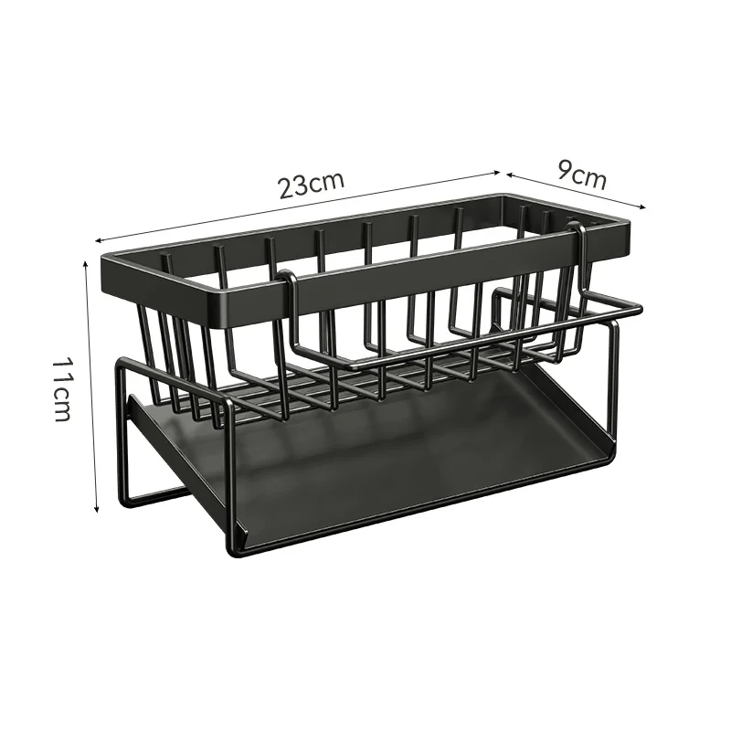 Évier multifonctionnel en acier inoxydable, rangement d\'outils de livres, vidange T1 pour éponge nettoyante, cintre de chiffon d\'évaluation, cuisine