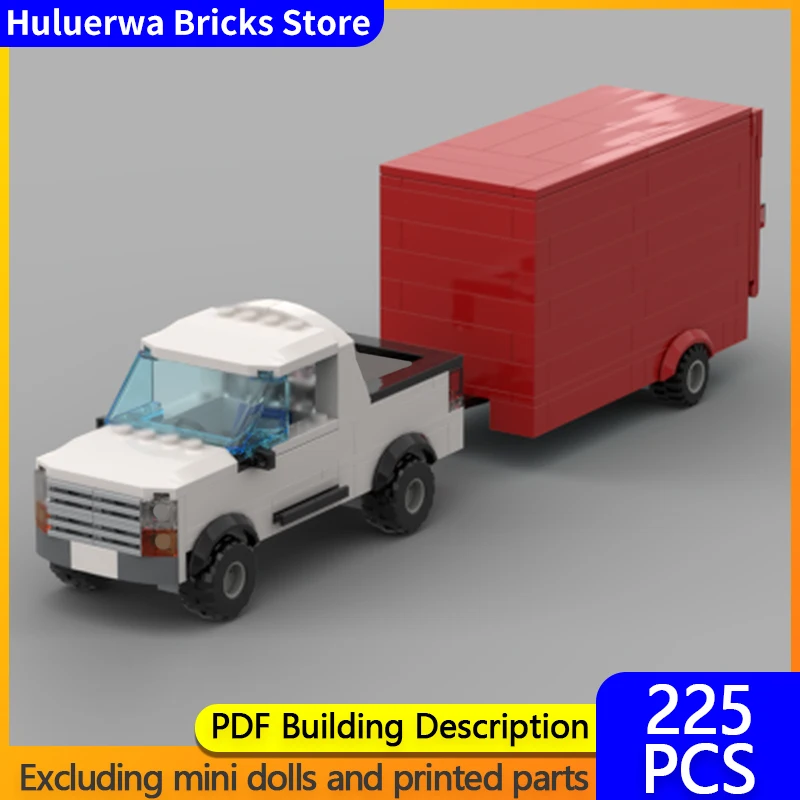 

Модель городской автомобиль MOC, строительные кирпичи, грузовик и закрытый прицеп, модульная технология, детские праздничные подарки, сборка игрушек, костюм