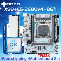 SOYO X99 Gaming Motherboard Set with Intel Xeon E5 2680 V4 CPU& DDR4 8G*1 2133MHz Dual Channel ECC RAM M.2 NVME for Desktop PC