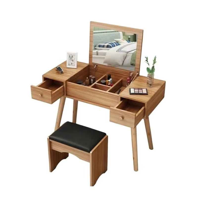 Modern Dressing Table with Mirror and Stool for Small Apartment Bedroom Living Room Warehouse or Hospital