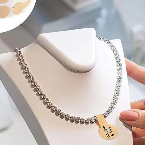 500pcs/Roll Self Adhesive Price Dumbell Tags Necklace Ring Labels Paper Jewelry Labels DIY Display Tool Jewelry Accessories