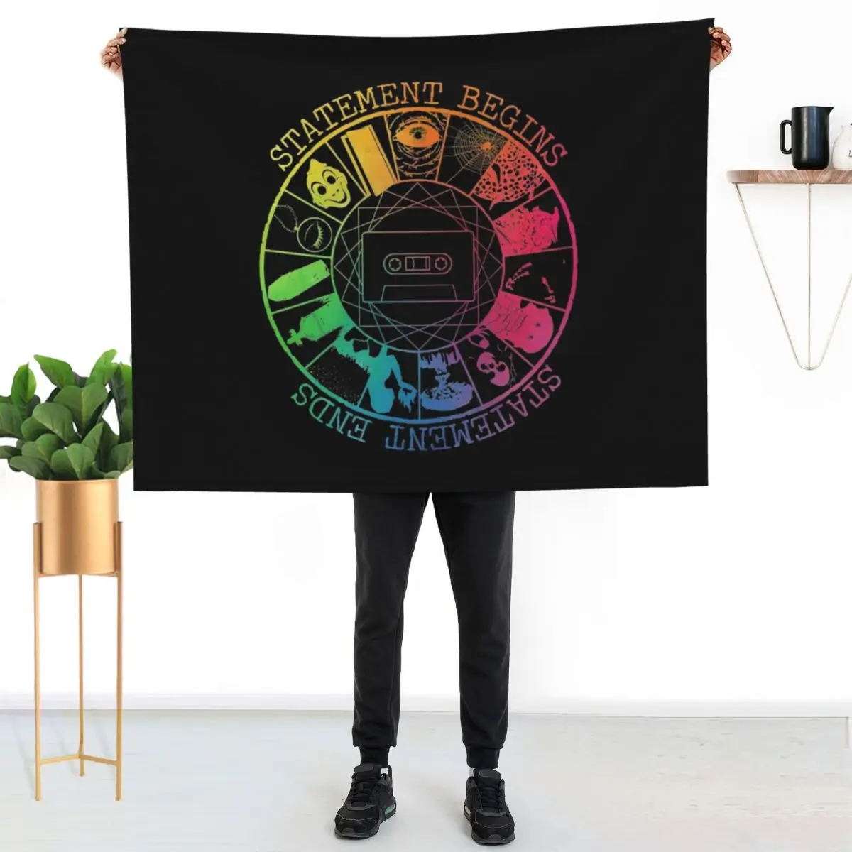 STATEMENT BEGINS OR STATEMENT ENDS RAINBOW COLOR Throw Blanket Soft Big Hair Fashion Sofas Sofa Throw Quilt funny gift Blankets