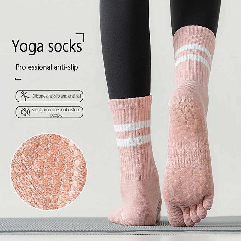 Chaussettes de yoga en silicone non ald pour femme, fitness professionnel, salle de sport, piste de danse, Pilates, tube moyen, sports astronomiques, intérieur