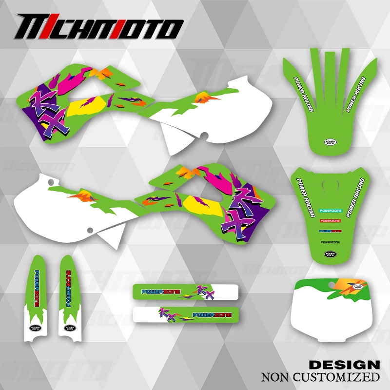

MCHMFG New Style Graphics Decals Stickers Kit For KAWASAKI KX250 1999 2000 2001 2002 KX 125 Number Name Custom