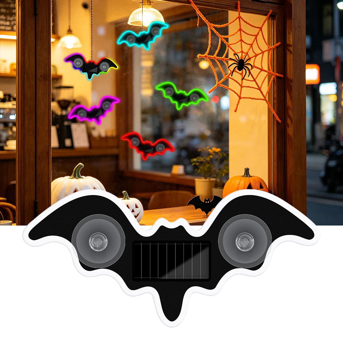 2x cool bat-shaped Car Solar Triangle Window Heart-Shaped Light Emitting Heart-Shaped Atmosphere Light Interior Wiring Free Led