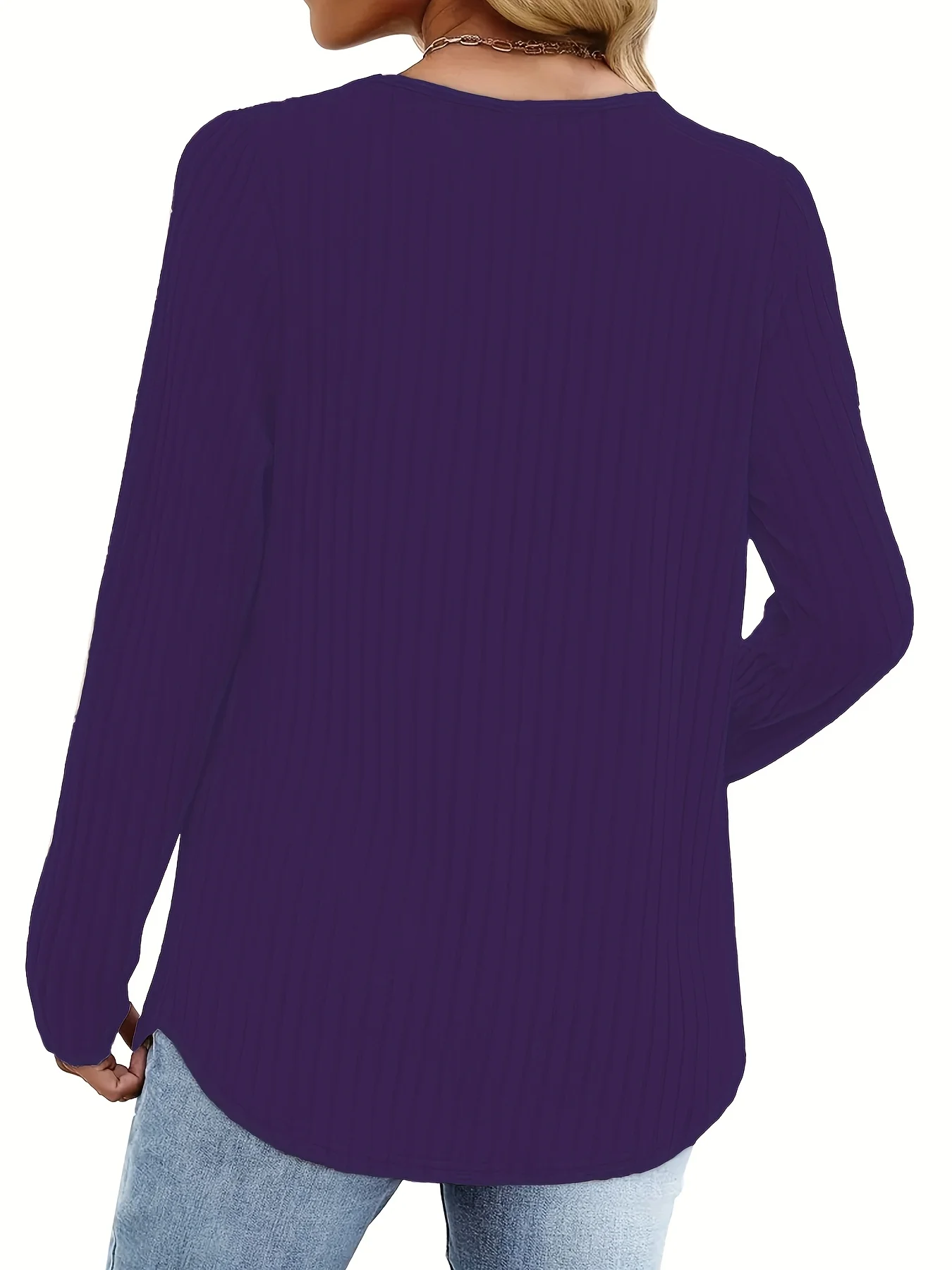 Plus-Size Women's Loose-Fitting, V-Neck, Long-Sleeved, Soft-Textured Winter Warm Top, Wrinkle-Resistant and Machine Washable, Solid Color with Chest Pleats and Flared Hem, Comfortable Fleece Fabric