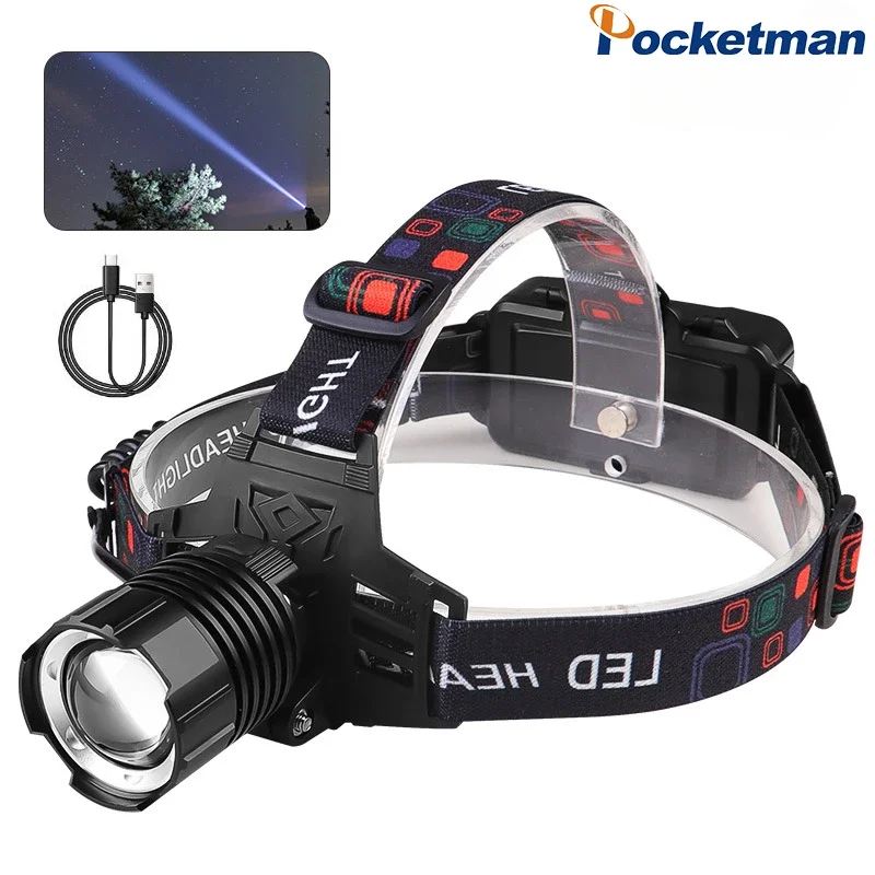 

Powerful Upgrade-LED Headlamp USB Rechargeable Headlight Waterproof Hand Lamp Super Bright Head Front Light Head Flashlight